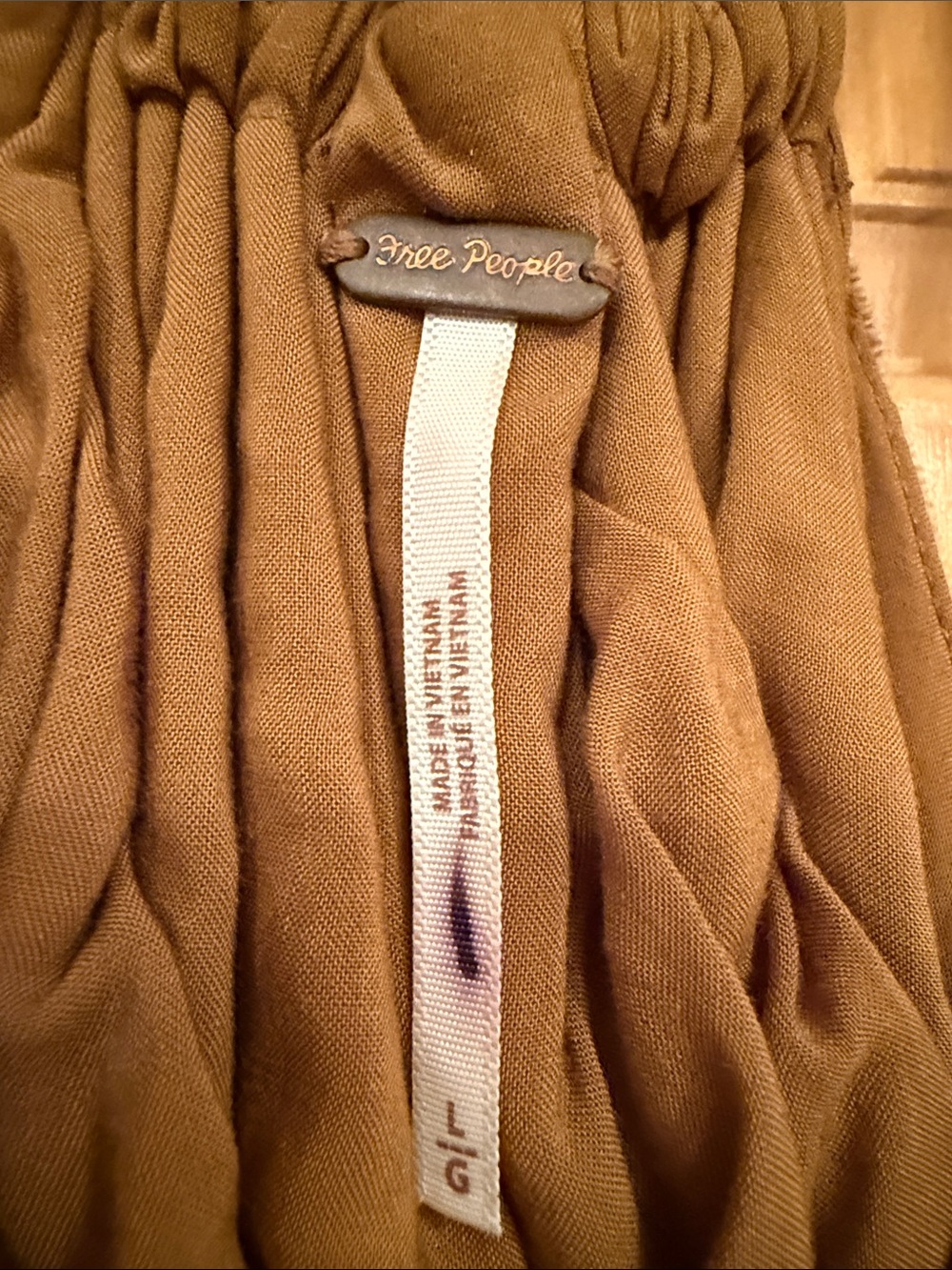 Free People Gold/Brown Velvet Wide-Leg Jumpsuit - Picture 2 of 4